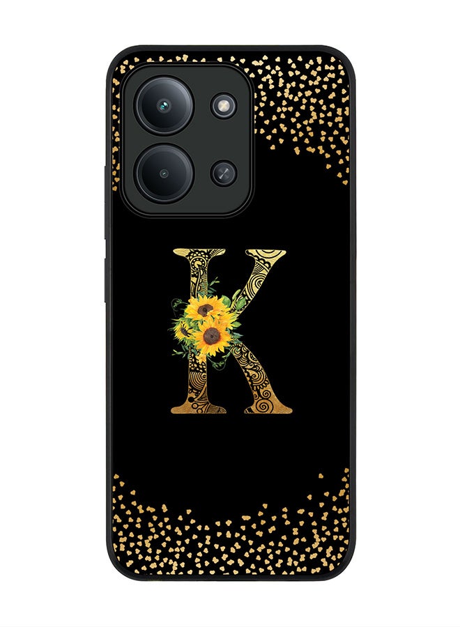 For Xiaomi Poco C85 4G Case,Slim fit Camera Protection, Shockproof Thin Phone cover  - Custom Floral Monogram - K ( Black )